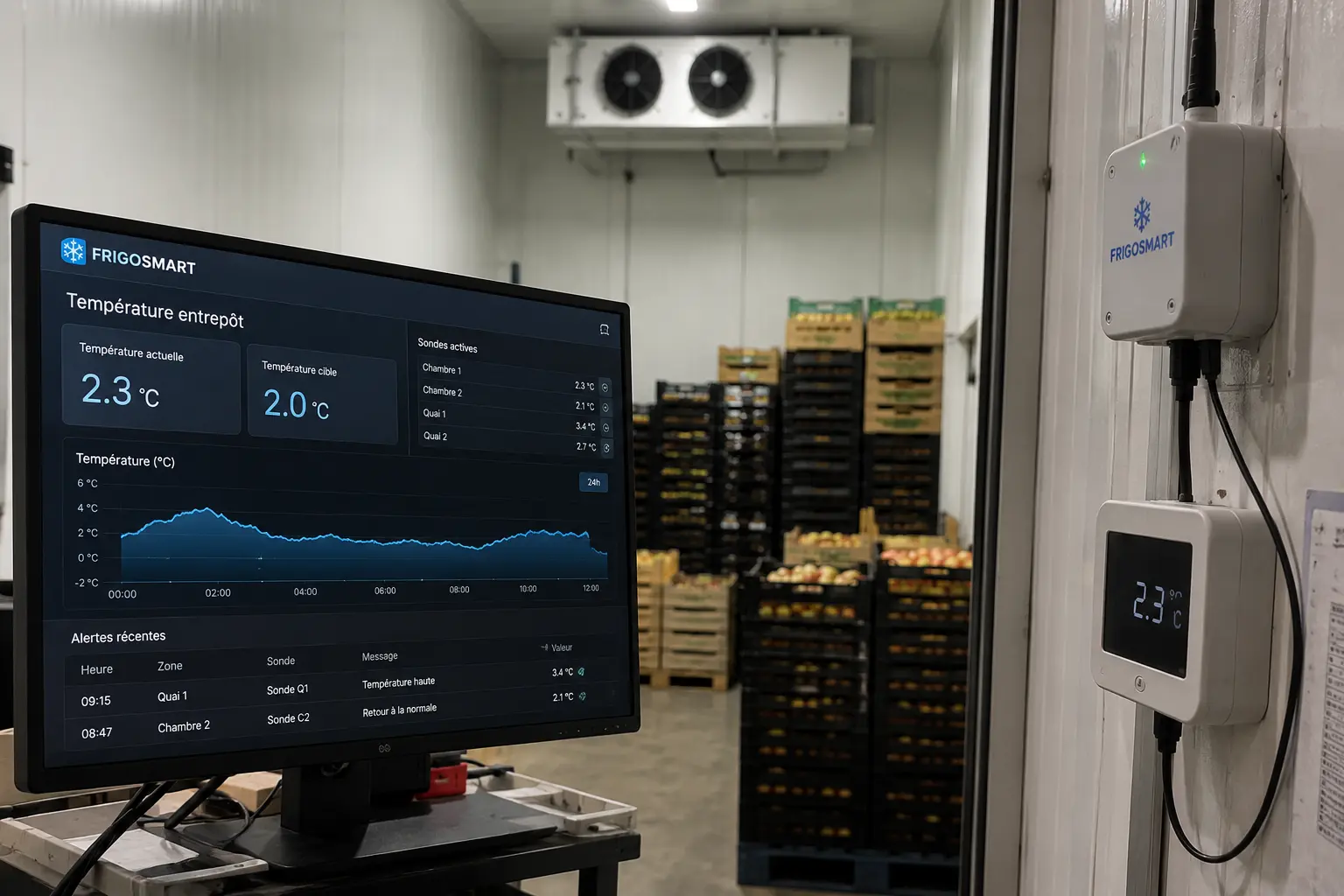 Dashboard de supervision température FrigoSmart